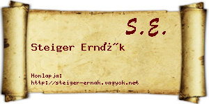 Steiger Ernák névjegykártya